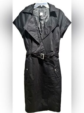 Venus black cotton twill belted shirt dress 8
